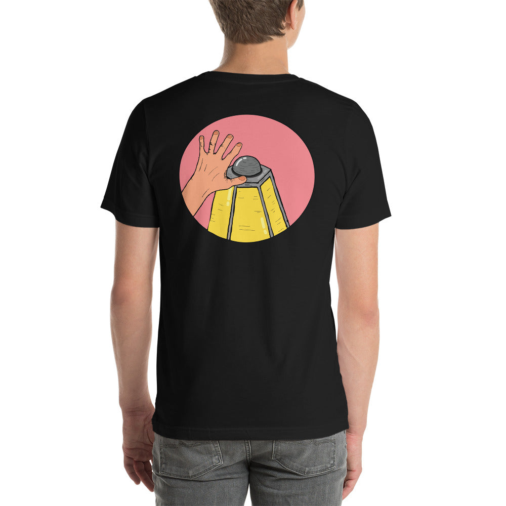 kahepoolse prindiga tõehetk unisex t-särk